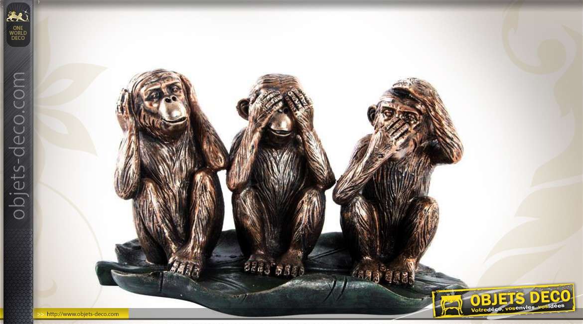 Statuette animalière : Les trois singes facétieux