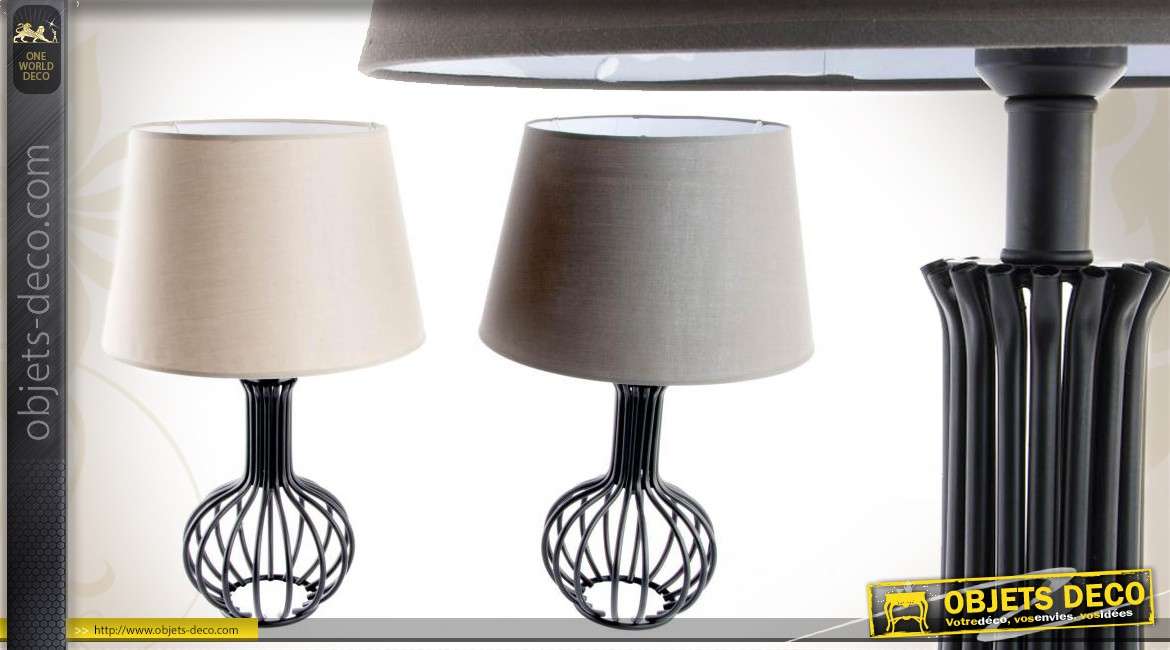 Duo de lampes de table stylisées en métal avec abat-jour 2 couleurs