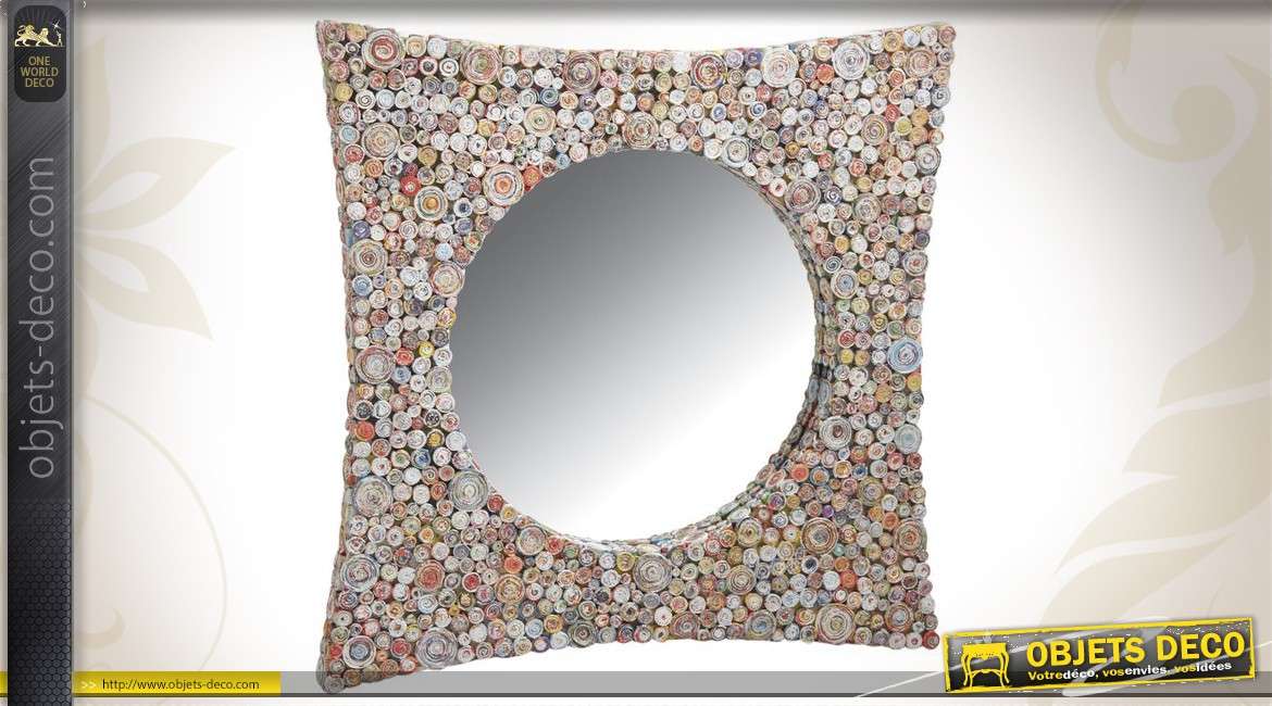 Miroir décoratif en papier recyclé coloris multiples