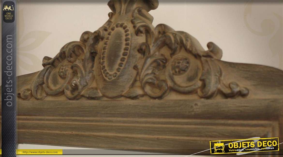 Psyché de style classique en bois sculpté patine vieillie 192 cm