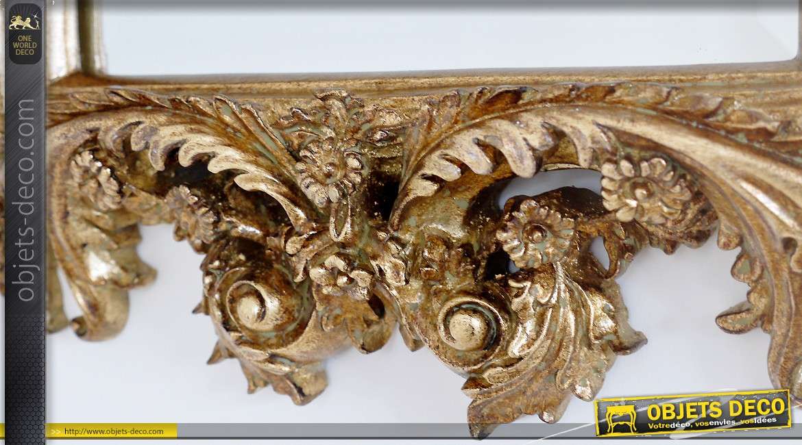 Miroir baroque doré avec glace biseautée 62 cm