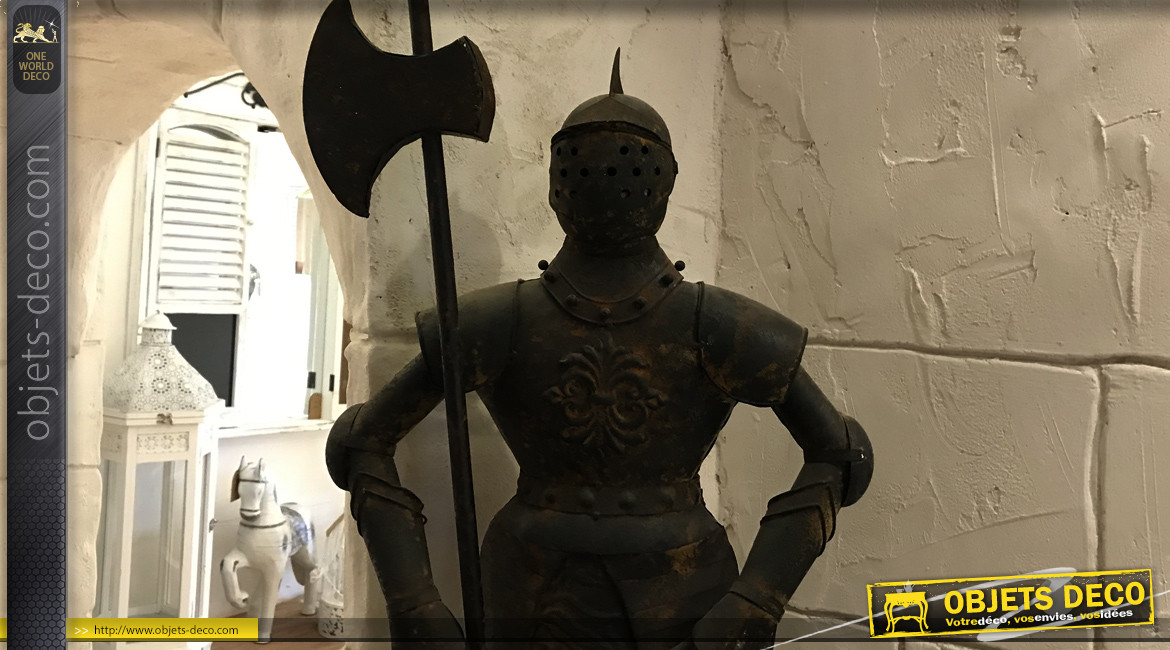 Armure de chevalier médiéval en métal oxydé 89 cm