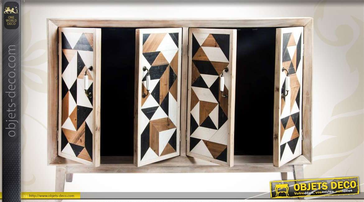 Enfilade à 4 portes de style Art Déco à motifs géométriques