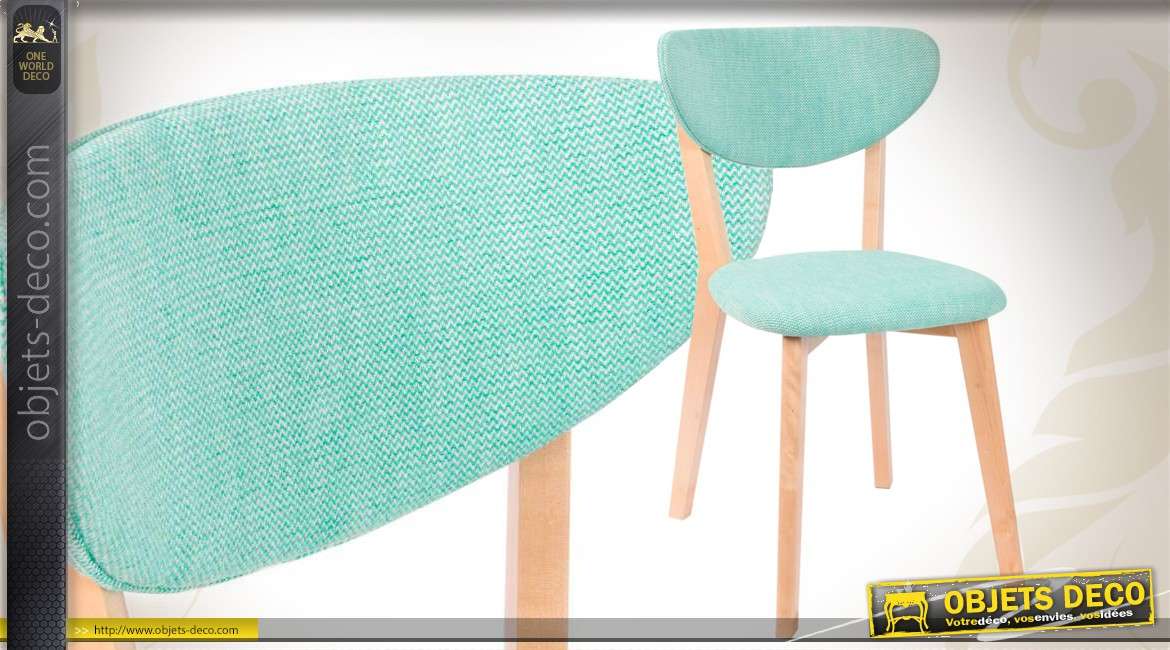 Chaise en bois et en tissu de style scandinave coloris bleu