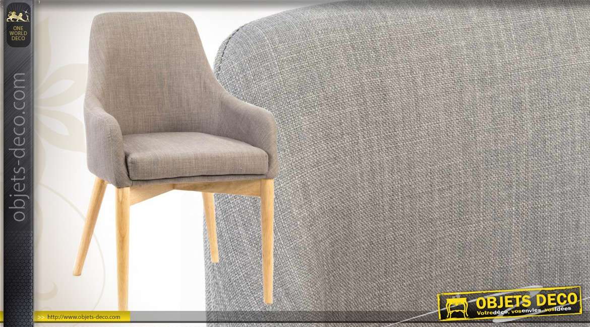 Chaise en bois et en tissu coloris gris de style scandinave