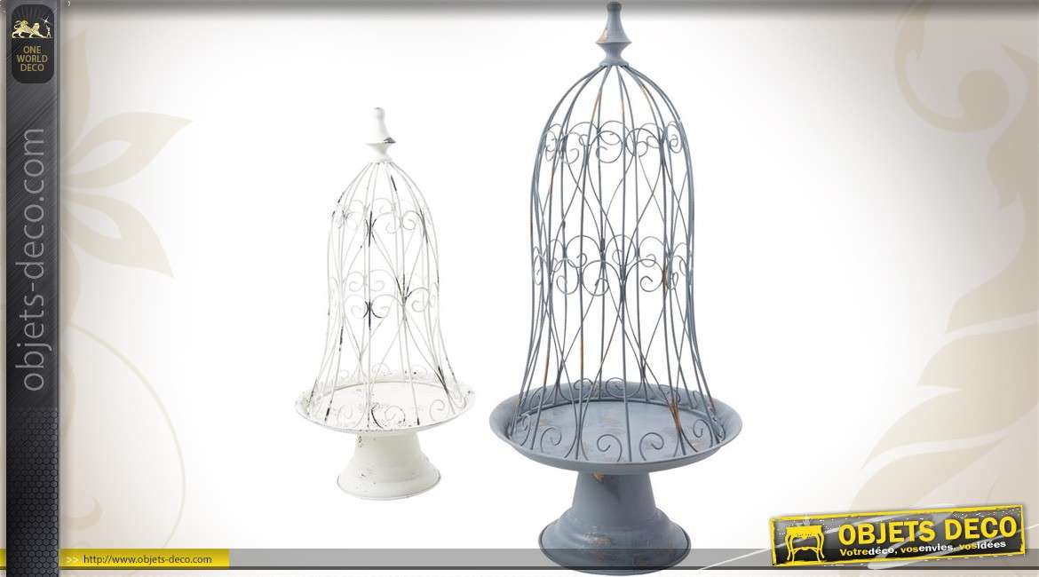 Série de 2 cages à oiseaux décoratives réalisées en métal
