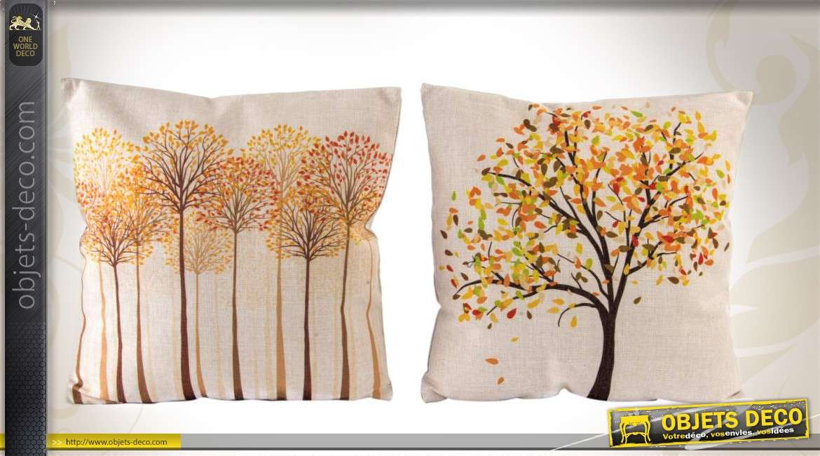 Duo de coussins décoratifs motifs arbres