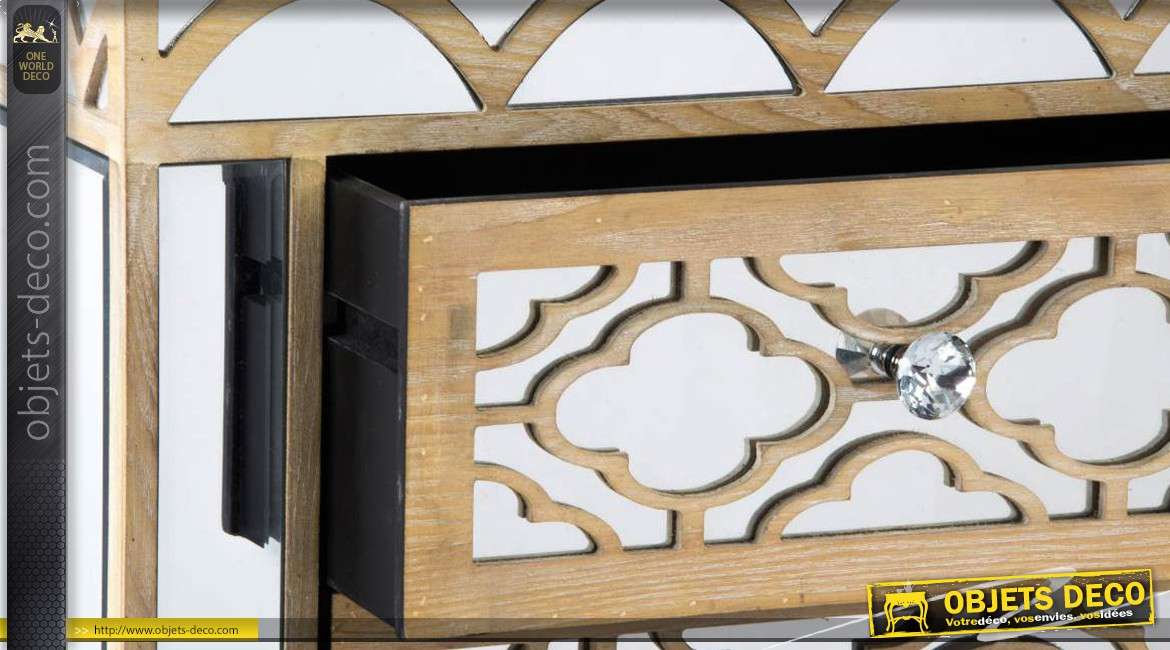 Chiffonnier bois et miroirs à 4 tiroirs style Art Déco