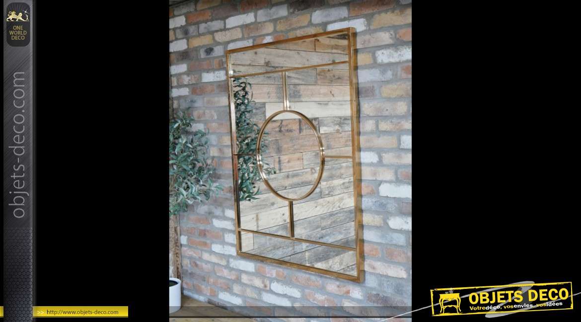 Miroir en métal de style design finition dorée brillante et polie 120 cm