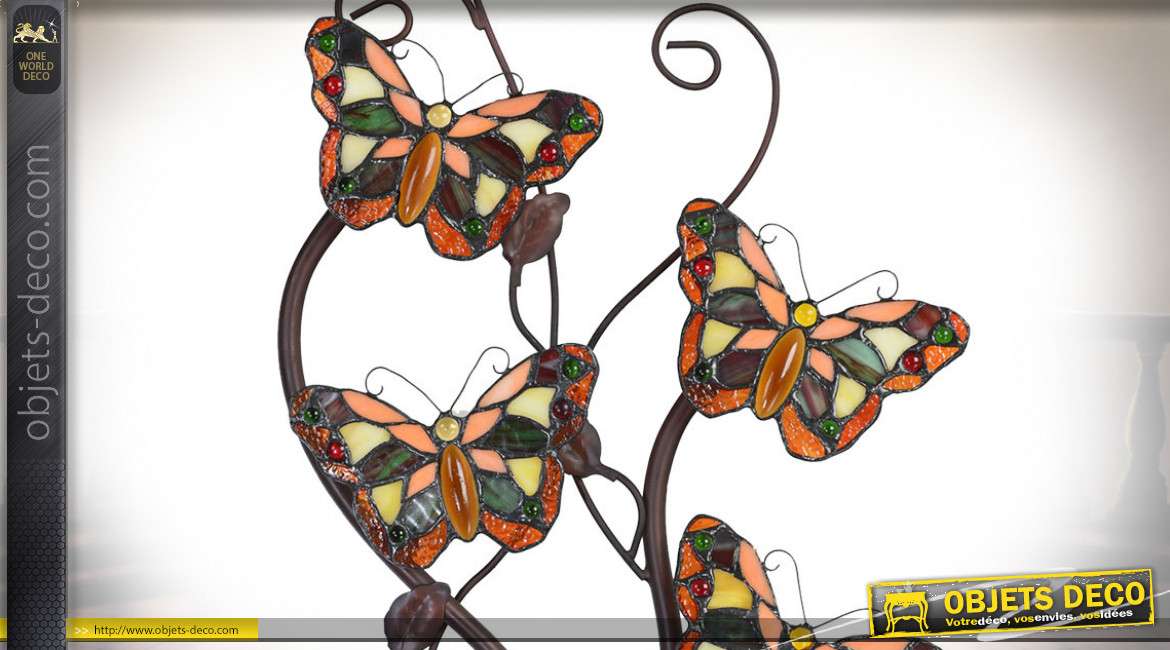Applique murale Tiffany nuée de papillons 68 cm