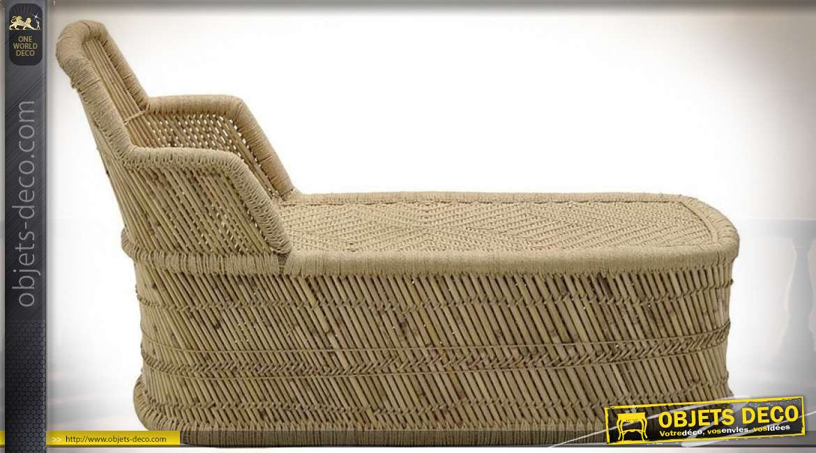 Chaise longue en bambou esprit lounge de style exotique 130 cm