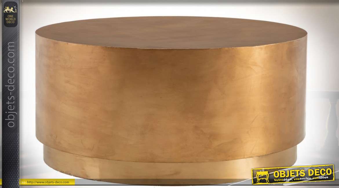 Table basse circulaire design forme cylindrique en métal cuivré Ø 85 cm
