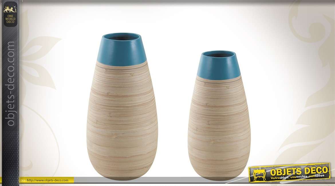 Duo de vases déco en bambou naturel