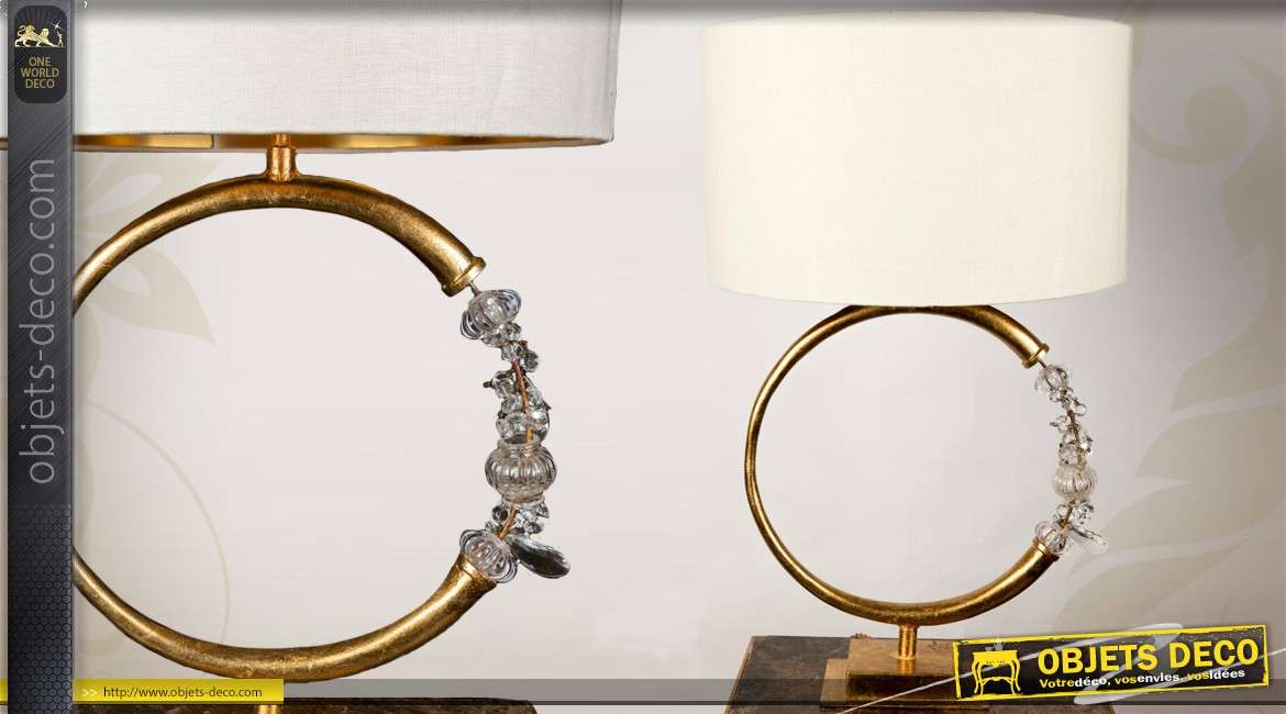 Lampe de table design anneau en métal doré