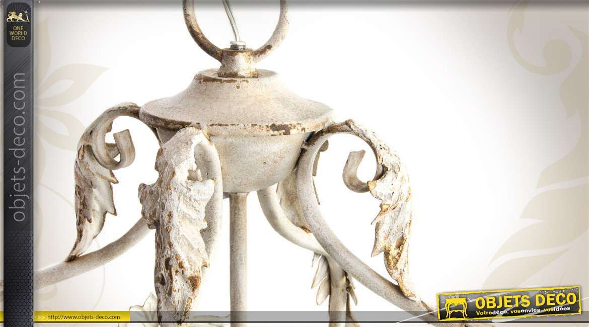 Suspension lanterne de style ancien en métal vieilli et en verre