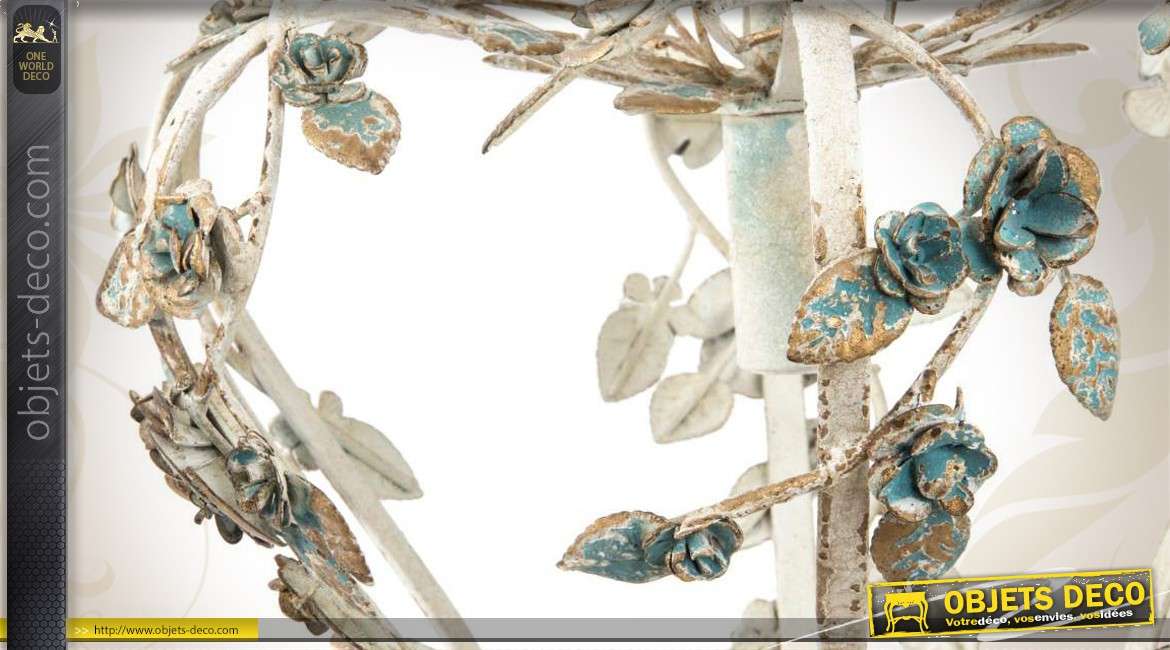 Suspension couronne florale en métal finition à l'ancienne