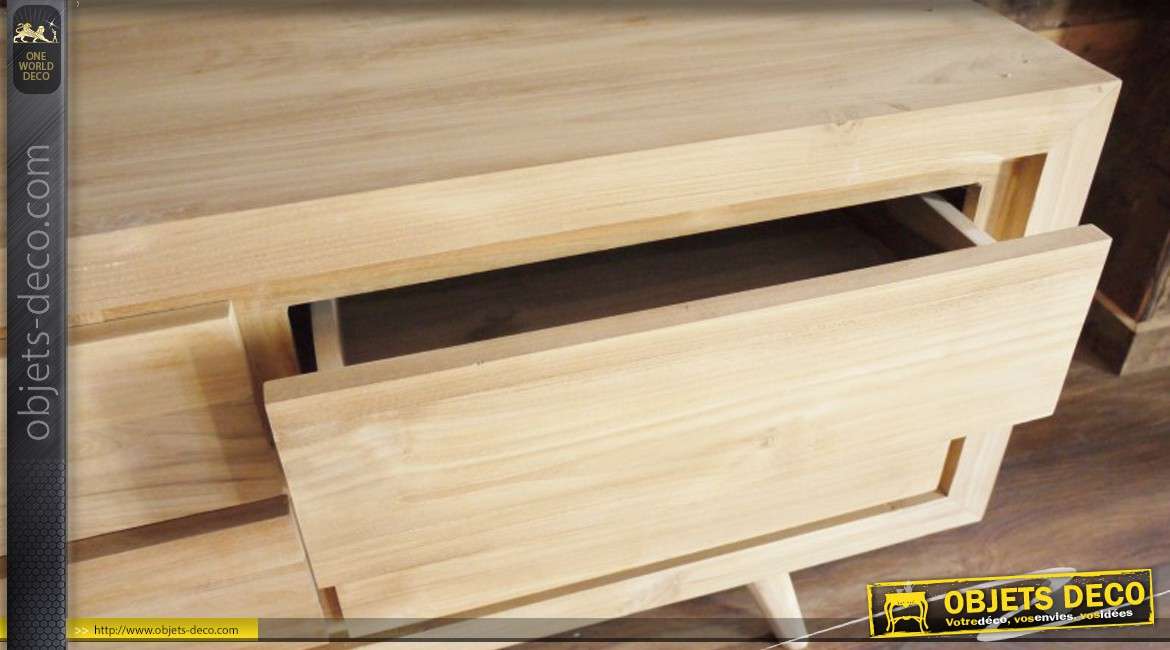 Commode en bois à 4 tiroirs finition naturelle