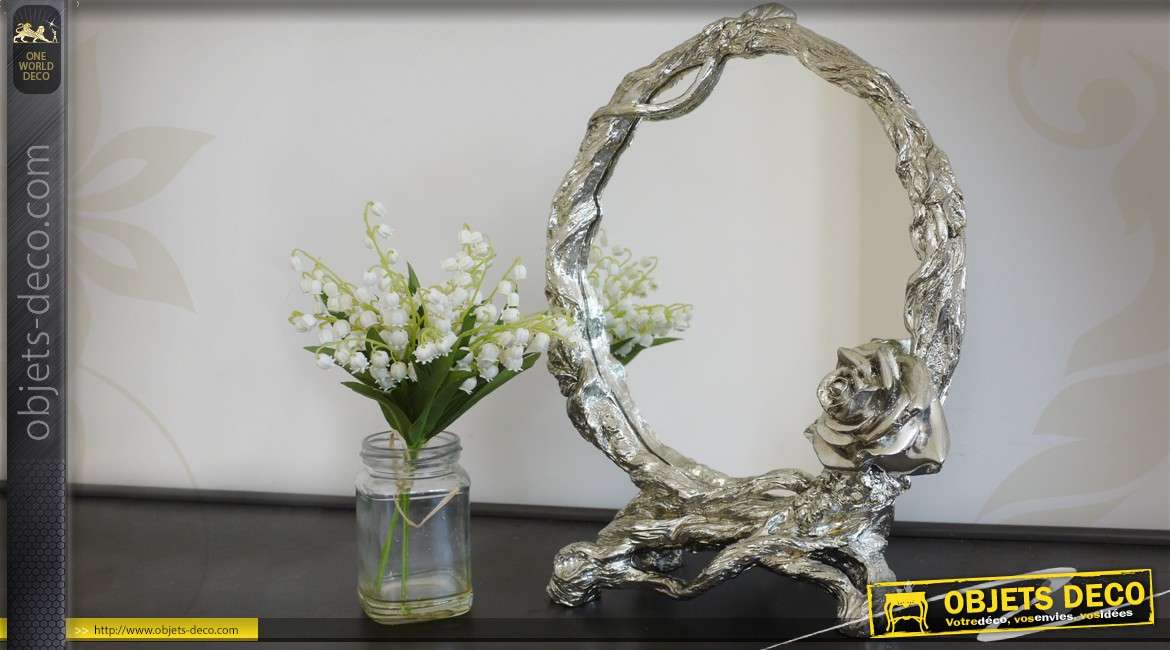 Miroir de table argenté de style romantique