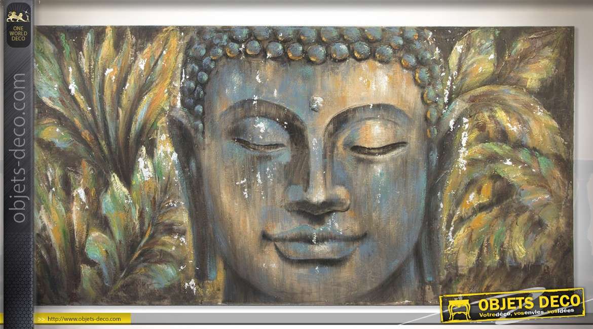 Très grand tableau bouddha 200 x 100 cm peint à la main