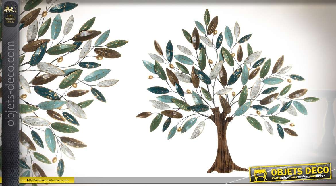 Décoration murale en métal style nature collection Trees and Fields de 121 cm