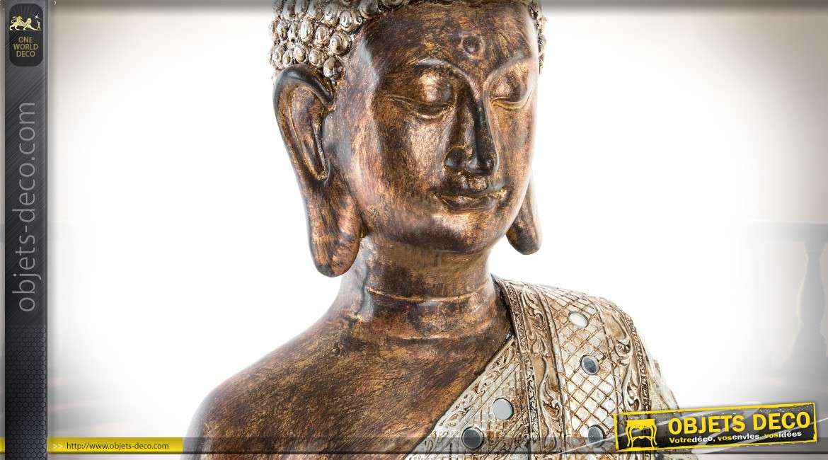 Grande statuette de bouddha doré position du lotus 67 cm