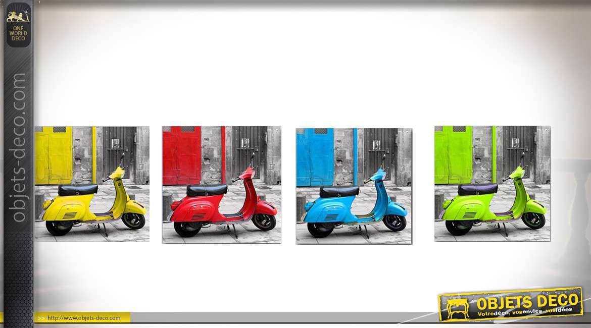 Série de 4 cadres Vespa différentes coloris