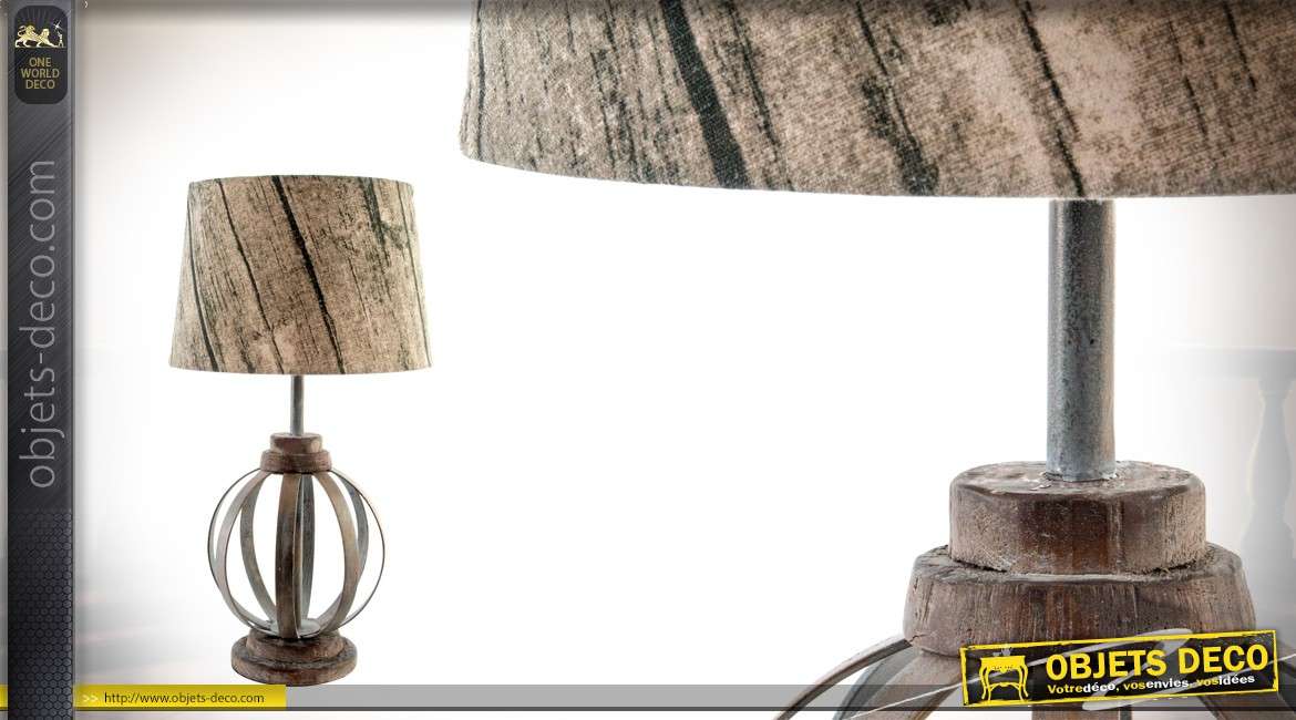 Lampe de table en métal imitation bois de 56 cm