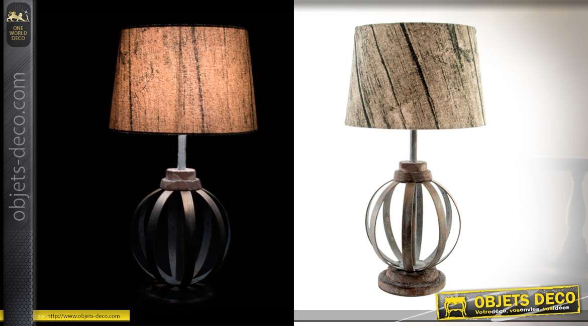 Lampe de table en métal imitation bois de 56 cm