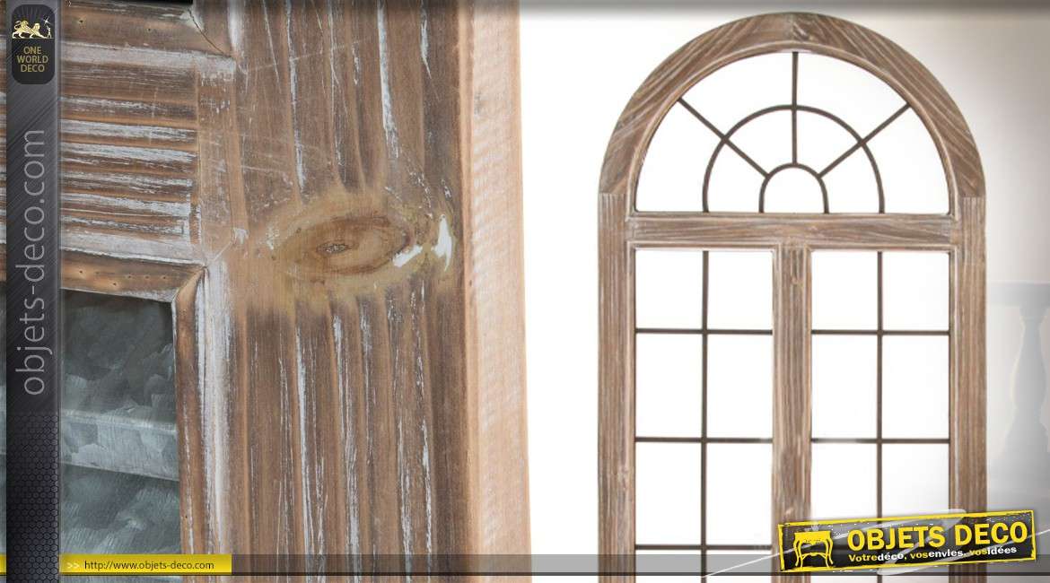 Encadrement de fenêtre trompe l'oeil en bois et métal de 161 cm