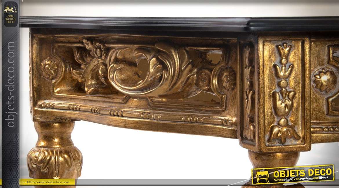 Console baroque en bois sculpté et résine finitions dorées