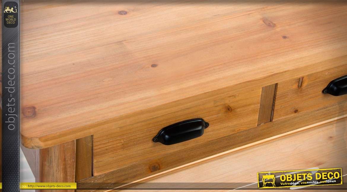 Console en bois de style rustique chalet avec tiroirs 110 cm