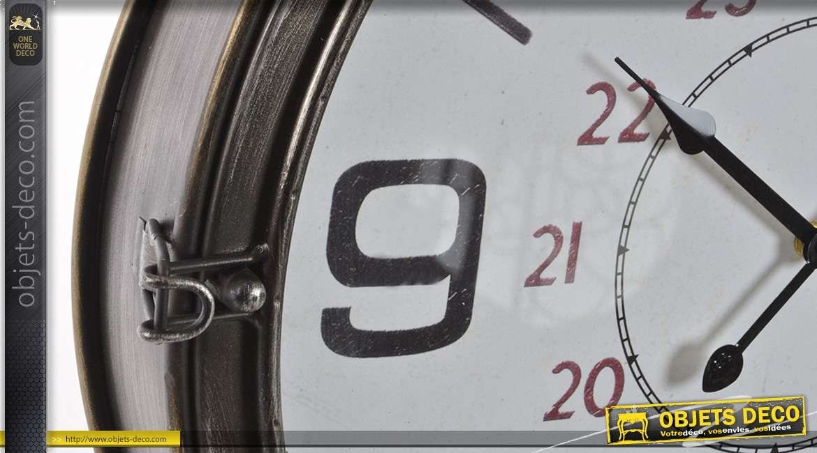 Belle horloge en métal style vintage Ø57cm - L'emprunte du passé