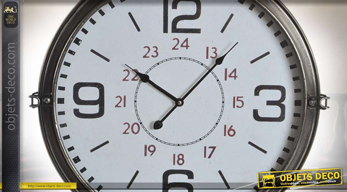 Belle horloge en métal style vintage Ø57cm - L'emprunte du passé