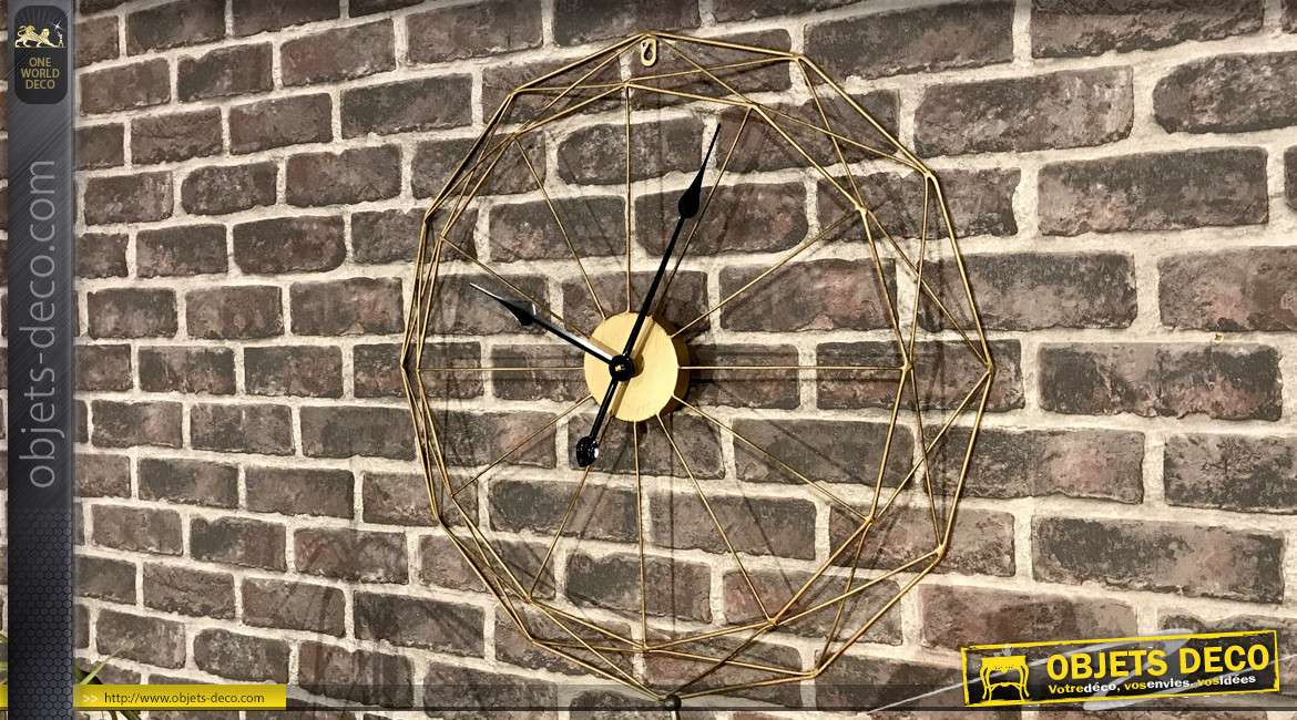 Horloge en métal finitions dorées Ø61 - La dodécagone