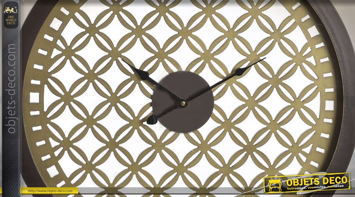 Horloge en bois style Moucharabieh Ø60 - A la mémoire du soleil