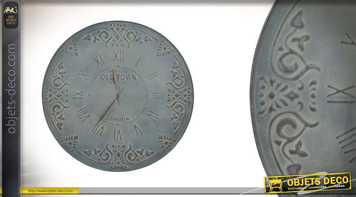 Horloge en métal effet pierre Ø80 - Kingdom style