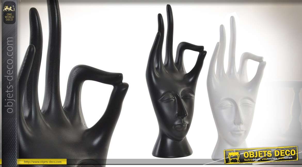 Série de 2 statuettes en résine noir & blanc - This is the hand