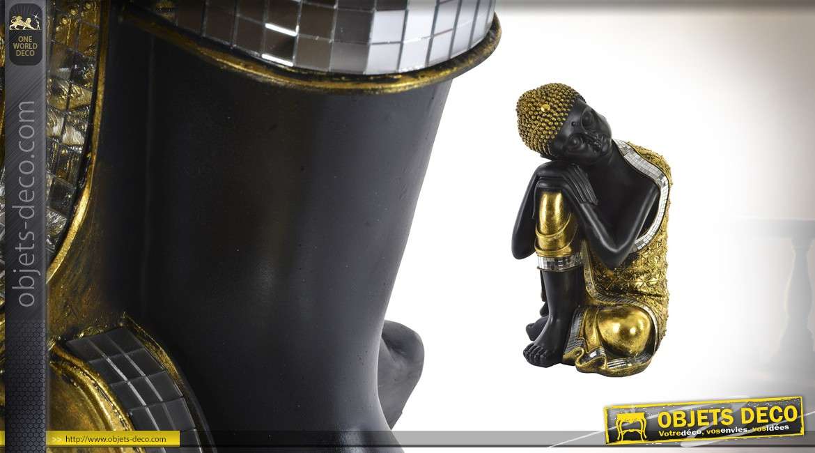 Bouddha fintions dorées et noires, bande mosaique brillante