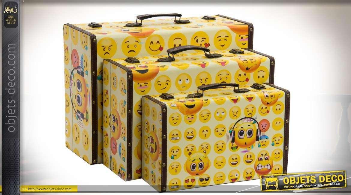 Série de 3 valises de rangement Smiley Style