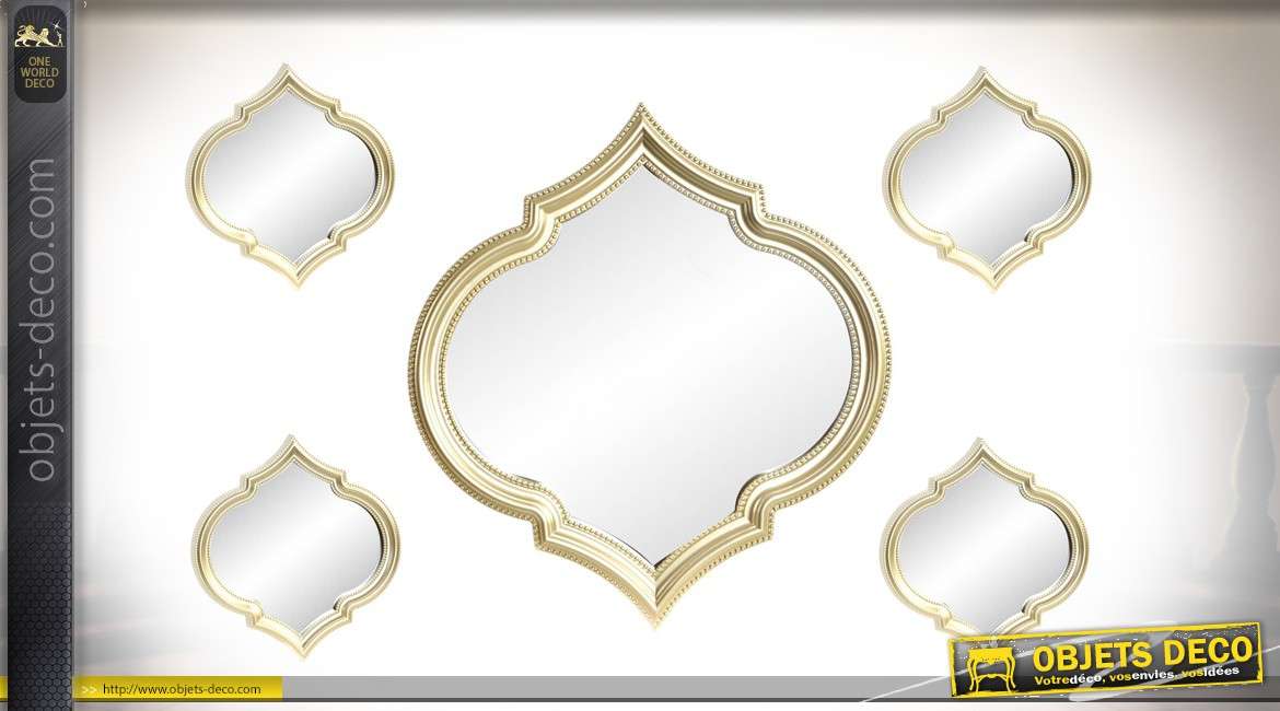 Set de 5 miroirs finitions dorées 55 cm