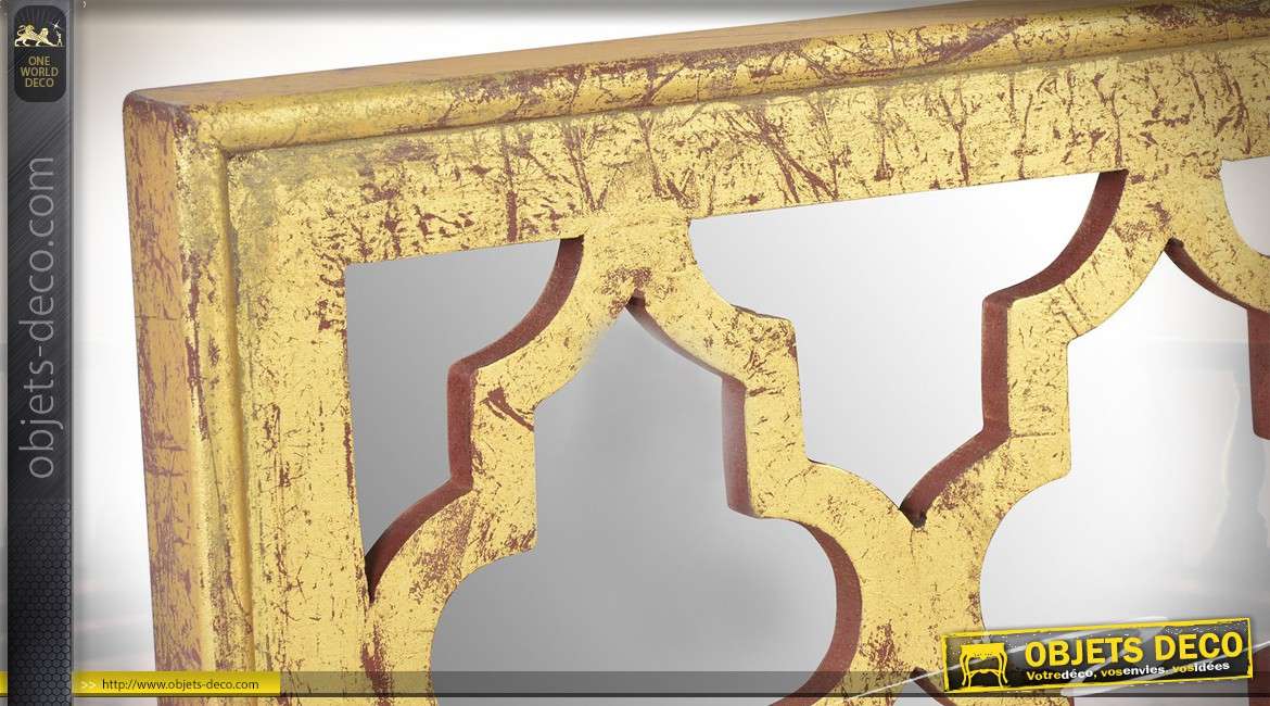 Miroir carré en bois de 61 cm de style vintage finitions dorées