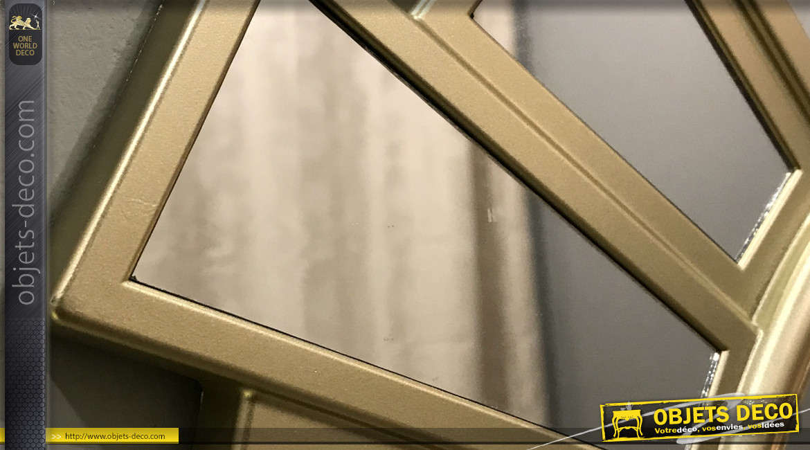 Miroir rond multifacettes de style design finition dorée claire Ø 58 cm