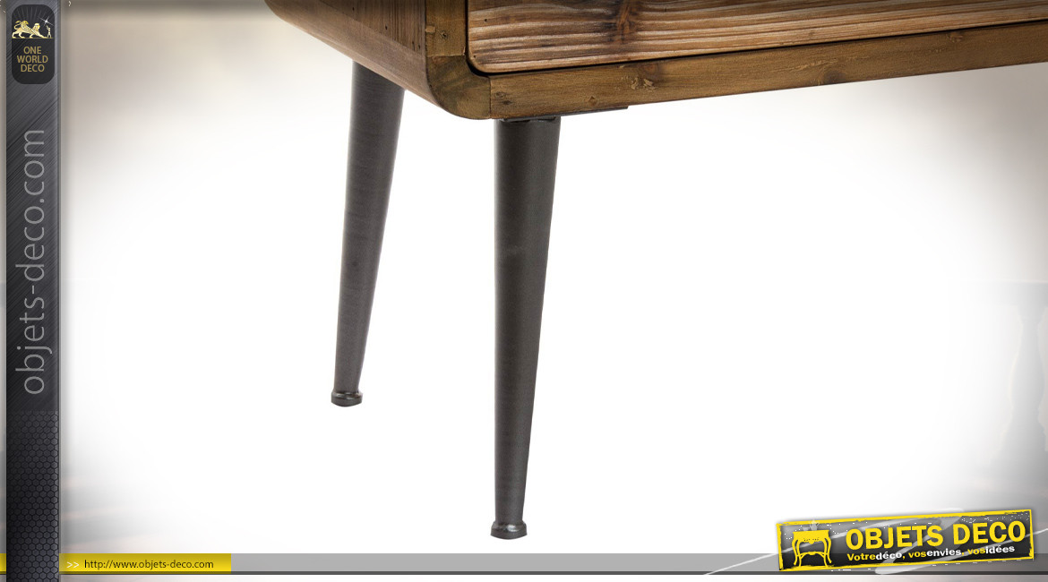 Commode 4 tiroirs de style scandinave en bois et métal angles arrondis