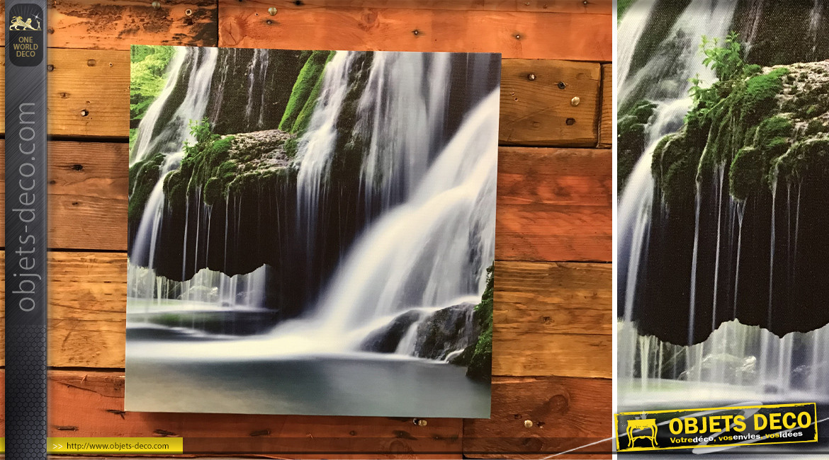 Série de 4 tableaux sur toiles en 40 x 40 cm : torrents et chutes d'eau