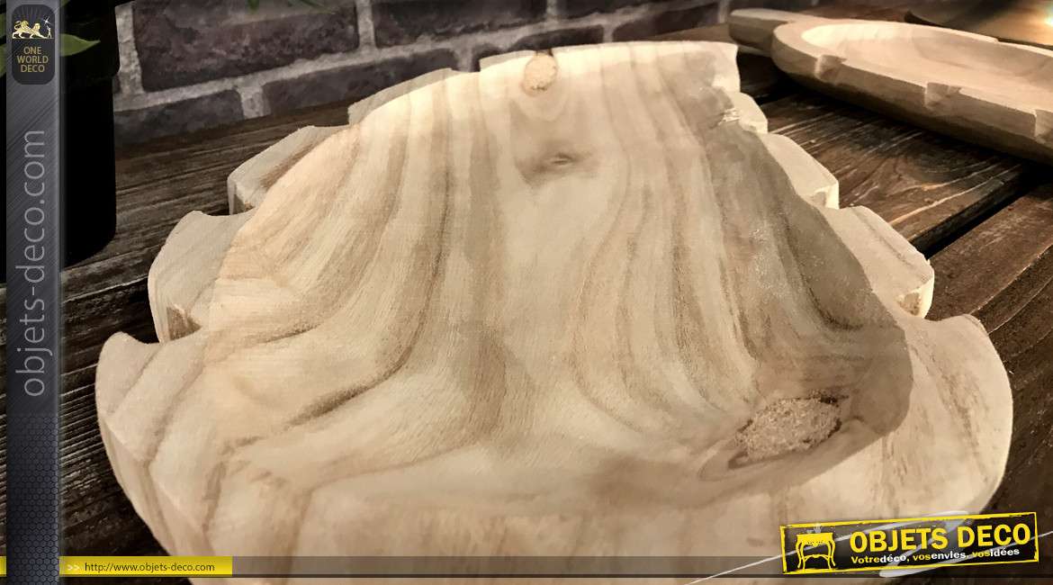 Centre de table en bois sculpté en forme de feuille d'arbre 53 cm
