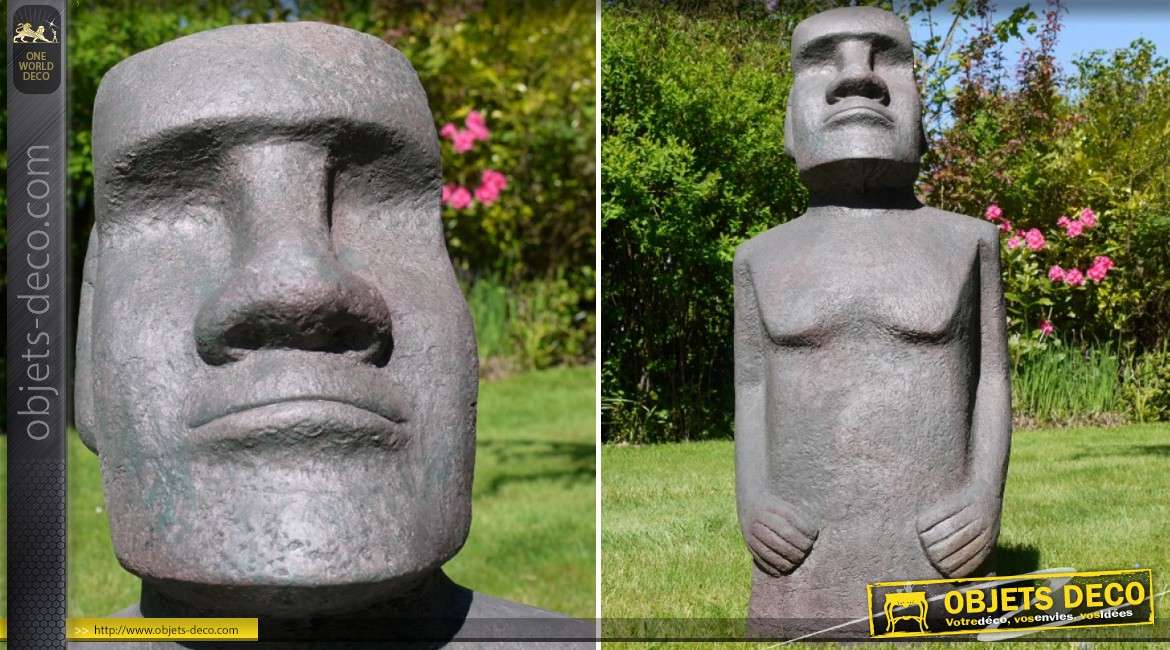 Sculpture Moaï de l'île de Pâques (Rapa Nui) en MGO 110 cm