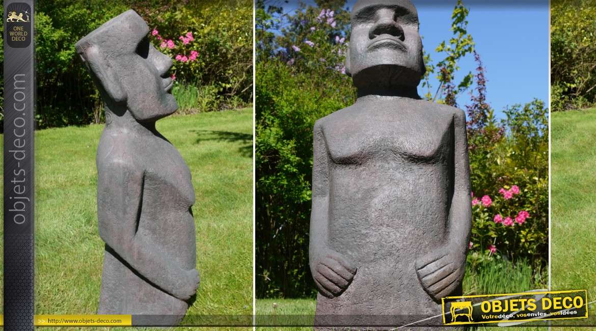 Sculpture Moaï de l'île de Pâques (Rapa Nui) en MGO 110 cm