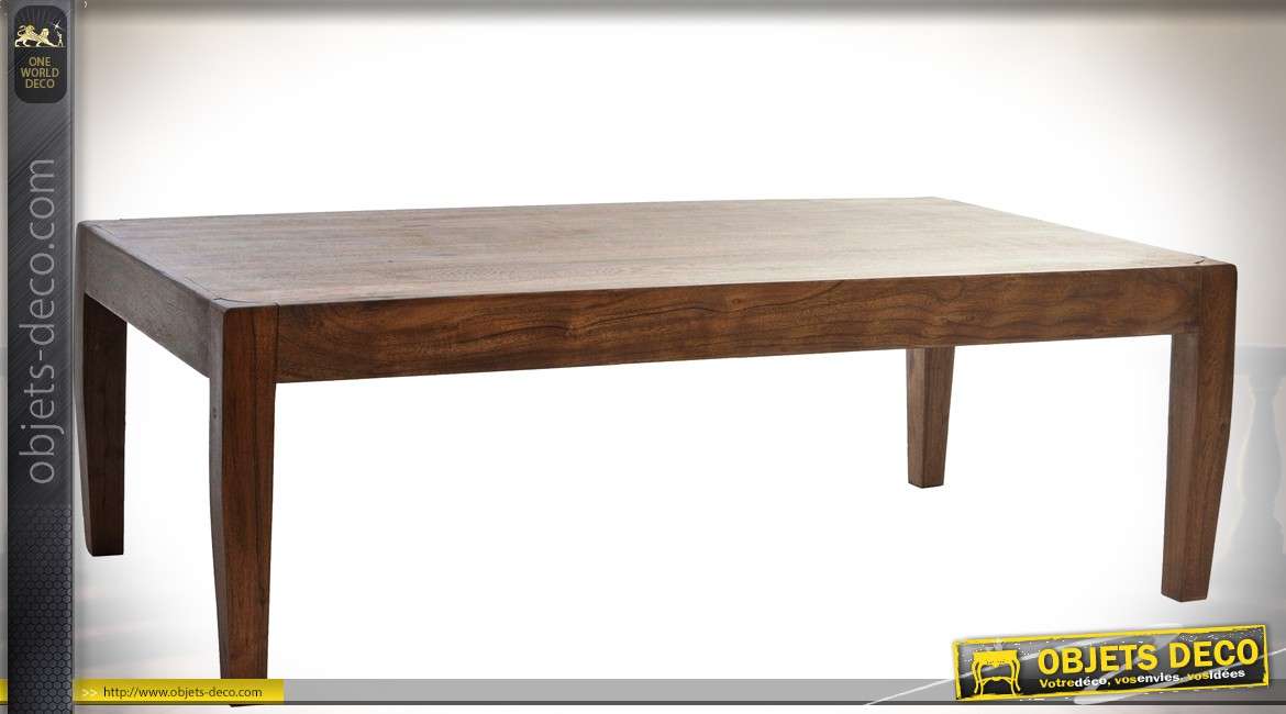 Table basse contemporaine en acacia bois teinté brun 120 x 65 cm