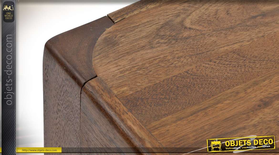 Table basse contemporaine en acacia bois teinté brun 120 x 65 cm