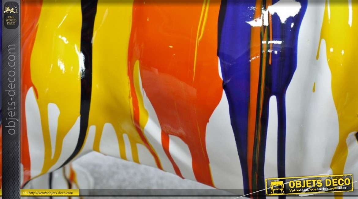Sculpture animalière bouledogue anglais en polyrésine design multicolore 60 cm